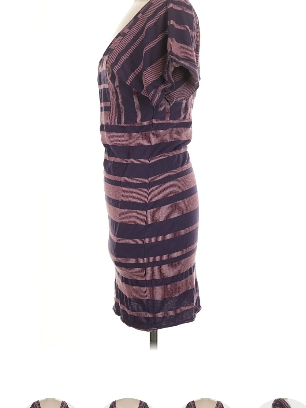 Free People Blue-Purple and Mauve Striped Body Con Mini Dress, M